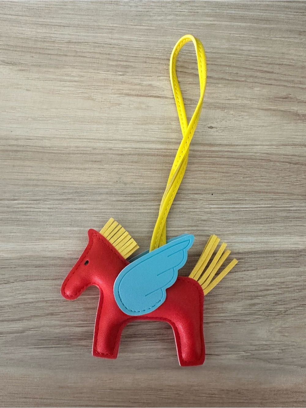 Red Pegasus Winged Horse Bag Charm – Blue & Yellow Purse Accessory